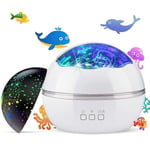 Star Projector Night Light lapsille, Novelty Moon Star/Sea Animal 2-in-1 Design yövalolamppu, monivärinen Star Light pyörivä projektori sänkyyn