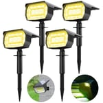 Lot de 4 Spot Solaire Exterieur, 72 LED Lampe Solaire Exterieur Etanche IP65 Lumiere Solaire Exterieur, Réglable avec 3 Modes d'Éclairage 120° Eclairage Extérieur Solaire pour Jardin Cour Allée Chemin