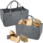 Sac à Buche en Feutre pour Bois de Cheminée, Cabas de Courses, Panier à Bois Portable, Pliable Résistant Panier à Bûches Bois, Sac à Range-Bûches