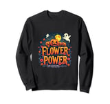 Flower Power Halloween Hippie Floral 1960's Pumpkin Ghost Sweatshirt