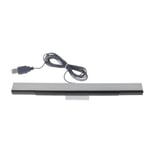 Sensor Bar med kabel för Wii, IR-signalmottagare, USB-kontakt, fjärrkontroll, ersättning, rörelsesensor, silvergrå