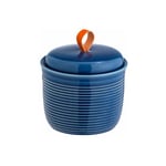 Wenko - Boite de rangement céramique Sada, petite boite salle de bain pour ranger les bijoux - cotons, céramique structurée, ø8x10 cm, bleu