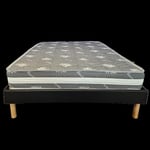 King of Dreams Matelas + sommier Noir Orthopedique 200x200 x 22 cm - Ferme - Face Hiver Laine - Ame Poli Lattex Haute Densite - Hypoallergenique