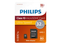 Philips Fm32mp45b - Flash-Minneskort (Adapter, Microsdhc Till Sd Inkluderad) - 32 Gb - Class 10 - Microsdhc Uhs-I