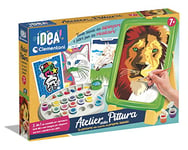 Clementoni Idea - Atelier de la peinture, jeu d'art pour enfants de 7 ans - Set créatif avec trépied, tableau noir, tempères et pinceaux pour peindre avec numéros, fabriqué en Italie, langue