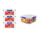 Sistema KLIP IT PLUS Food Storage Containers | 3.35 L | Leak-Proof, Stackable & Airtight Fridge & KLIP IT PLUS Food Storage Container | 5.5 L Square | Stackable & Airtight Fridge/Freezer