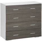 HOMCOM Commode Meuble de Rangement Style Contemporain 4 tiroirs 76 x 35 x 72 cm Blanc et Gris