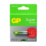 6 GP Super Alkaline AAA Batteries G-Tech LR03 1.5V No Mercury 6BL Pack EXP 2033