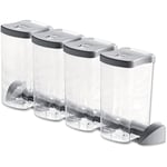 PEKA 100.0396.02 Lot de 4 boîtes de rangement en plastique transparent pour armoire haute KB 300 mm Argenté