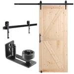 VEVOR Kit de porte de grange et de quincaillerie, 914,4 x 2133,6 mm, porte de grange coulissante en bois, silencieuse, avec guide au sol 8 en 1 et poignée de porte, dalle lambrissée en bois d'épicéa