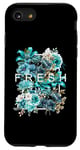 Coque pour iPhone SE (2020) / 7 / 8 Bleu sarcelle Aqua Fresh BloomTeal Aqua Graphic