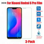 For Xiaomi Redmi 6 Pro Anti-shock Tempered Glass Film 3pcs Slim Screen Protector