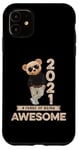 Coque pour iPhone 11 4ème anniversaire garçons filles 2021 original Awesome ours en peluche