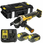 Dewalt DCG405 18V XR BL Angle Grinder + 2 x 4Ah Batteries, Charger & DS150 Case