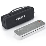 MUNBYN Imprimante Thermique Portable A4 avec Bluetooth et étui de Transport, Compatible aux Téléphones et Portables Android et iOS, Imprimante sans Encre pour Le Bureau Mobile et en Déplacement