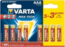 Varta Max Tech Aaa, Engångsbatteri, Aaa, Alkalisk, 1,5 V, 8 Styck, Multifärg