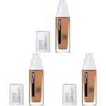 Maybelline New-York - Fond de Teint Liquide Longue Tenue, Sans Transfert, Haute Couvrance - Superstay Active Wear 30h - Teinte : Beige Ensoleillé (48) - Contenance : 30 ml (Lot de 3)