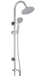 Colonne de douche sans robinetterie avec pommeau + douchette 3 jets + flexible + barre réglable, chrome, Sarodis Duo Smart