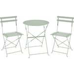 Set bistrot 2 personnes - Table ronde 60 cm avec 2 chaises - Acier  thermolaqué - Vert