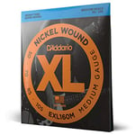 D'Addario Bass Guitar Strings - XL Nickel Bass Strings - EXL160M - Perfect Intonation, Consistent Feel, Powerful Durability - For 4 String Bass Guitars - 50-105 Medium, Medium Scale