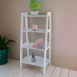 White 4 Tier Wooden Ladder Shelf Bathroom Storage Unit Organizer Display Rack