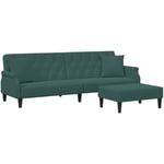 Canapé-lit à 2 places avec oreillers et repose-pied vert foncé Vidaxl Dark green