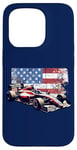 iPhone 15 Pro Vintage Auto Racing Car American Flag 4th of July, Auto Race Case