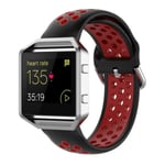 För Fitbit Versa 2 / Versa / Versa Lite / Blaze 23mm Sports Tvåfärgs Silikonersättningsrem Klockband Black Red