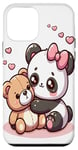 Coque pour iPhone 12 mini Adorable panda et ours en peluche câlins style kawaii