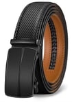 BULLIANT Ceinture Homme, Ceinture Automatique en Cuir pour Hommes Largeur 35mm Cadeau Box,Taille Ajustable (Noir,110cm/30-36" taille réglable)