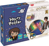 Maped - Coffret Harry Potter 34 pièces - 12 Feutres + 12 Crayons de Couleur + 1 Ciseaux + 1 Taille-Crayon + 1 Gomme + 5 Planches de coloriage + 2 Planches de stickers - Licence Officielle