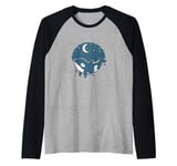 Whale with Moon with Stars Raglan Baseball Tee