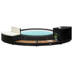 Contour pour spa Noir Poly rotin et bois d'acacia massif vidaXL