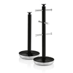 Swan Retro Towel Pole and Mug Tree Set Black