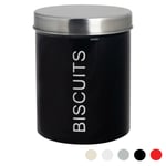 Biscuit Tin Storage Cookie Jar Barrel Canister Kitchen Container Metal Black