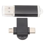 USB Memory Storage Stick Kompakti kannettava USB-muistitikku, jossa USB Type C ja Micro USB -sovitin Windows 98:lle OS X 9 Black 128GB