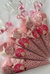 Barbie Inspired Themed Birthday Party Kids Sweet Cones Bags Pink Sleepover