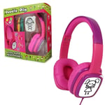 Childrens Kids Girls Overhead On Ear Volume Limiting Earphones Headphones, Pink