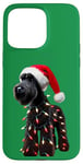 Coque pour iPhone 15 Pro Max Kerry Blue Terrier Chapeau de Père Noël Lumières de Noël Propriétaire Maman