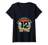 Womens 12 Official Pre-Teen 12th Birthday Girl Vintage 12 Year Old V-Neck T-Shirt