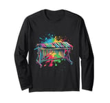 Marimbist Musician Vibraphonist Watercolor Splash Marimba Long Sleeve T-Shirt