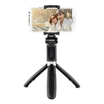 Hama Selfie Stick with Bluetooth Shutter Phone Holder (Selfie Stick with extendable telescopic pole up to 57 cm, compact selfie stick with tripod, also usable as table tripod and travel tripod) black