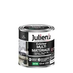 Julien Peinture Multi-Matériaux Satin en phase Aqueuse - Bois, Fer, Alu, PVC, Zinc, Acier galvanisé, brut ou peint - Noir 0,125 L