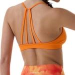 AUROLA Mercury Workout Sports Bras Women Athletic Removable Padded Backless Minimal Gym Yoga Crop Top, Seamless- Persimmon Orange, S