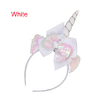 Kids Headband Unicorn Horn Bowknot Headwear White