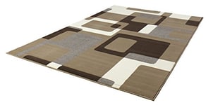 Hanse Home Tapis rétro - Tapis de salon à poils courts - Motif graphique moderne et abstrait - En velours - Pour salle à manger, salon, chambre d'enfant, couloir, chambre à coucher, cuisine - Marron crème - 120 x 170 cm