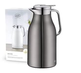 ALFI Skyline 1321.234.150 Théière Isotherme en Acier Inoxydable avec Double paroi en Verre trempé AlfiDur Gris 1,5 l