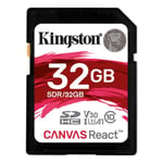 Kingston Sdhc Canvas React 100r/70w Uhs-i, 32gb