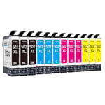 akaca 502XL Cartouches d'encre Compatibles avec Epson 502 502XL (3 Noir, 3 Cyan, 3 Magenta, 3 Jaune), pour Expression Home XP 5100 XP-5105 XP-5150 XP-5155, Workforce WF-2860DWF WF-2865DWF WF-2880DWF