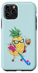 Coque pour iPhone 11 Pro Hockey, ananas, fête hawaïenne, hockey de campagne